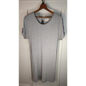 PACT Heather Gray Organic Cotton T-Shirt Dress Large Minimalist Casual Tee Dress
